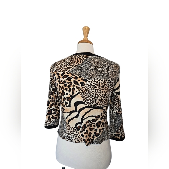 Frank Lyman Design Animal Print Cheeta Mobwife Abstract Size 14 Cardigan - Picture 3 of 5